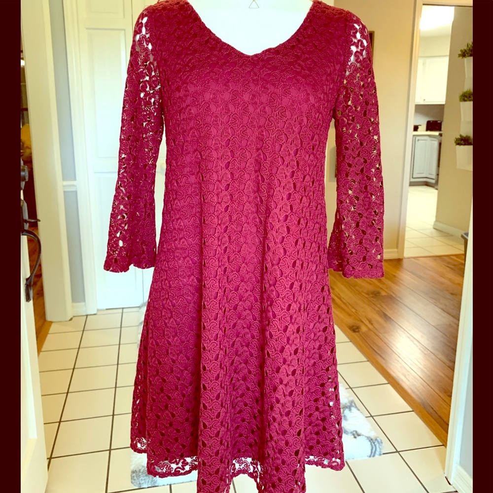 🌟Lace red-maroon dress🌟